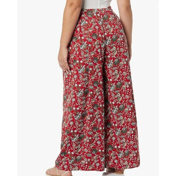 Making the Cut Season 3 Red Floral Crepe Pleated Wide Leg Pants size 3X NWT - Picture 2 of 8